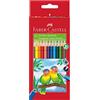 Faber-Castell 120523 - Set di matite colorate per bambini, 12 matite triangolari, incl. temperino