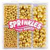 Miss doozy Perle Commestibili Oro per Decorazioni (130g) - 4 Misure di Perline per Decorare Torte, Cupcake & Biscotti - Ideali per Matrimoni, Compleanni, Halloween, Natale, Sprinkles (2mm, 4mm, 7mm, 10mm)