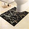 QJHOMO Tappetino da bagno antiscivolo, lavabile, tappetino per WC con ritaglio nero, tappeto da bagno, decorazione dorata, tappeto WC di lusso, accessori da bagno, morbida microfibra assorbente