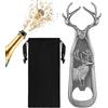 LULLEA Regali da cacciatore, apribottiglie con cervo, regalo di Natale, regalo di compleanno per uomini, donne, papà, regali di cervo per gli appassionati di cervi, cacciatori, argento
