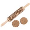 SSyang Mattarello di Natale Decorativo per Biscotti, Goffratura con Motivo Natalizio, Legno Incisione 3D Rolling Pin per DIY (Vite Fiocco Neve)