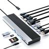 WAVLINK Docking station USB-C 3 monitor, docking station con HDMI, DP, VGA, 100W PD, USB3.0&2.0, RJ45, slot SD/TF, audio/microfono, per Lenovo/HP/Dell ecc. - Grigio