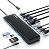 WAVLINK Docking station USB C 3 monitor, docking station con HDMI, DP, VGA, 100W PD, USB3.0&2.0, RJ45, slot SD/TF, audio/microfono, per Lenovo/HP/Dell, ecc. Nero