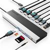 WAVLINK Docking Station USB C 3 monitor, Docking Station con Dual HDMI, DP, 100W PD, USB3.0&2.0, RJ45, slot SD/TF, audio/microfono, compatibile solo con computer Windows