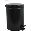 MSV - Cestino per cosmetici da bagno - Acciaio inossidabile con secchio interno rimovibile - Elegante cestino a pedale - Compatto e pratico - Nero opaco - 5L
