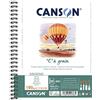 CANSON C per grano, carta da disegno bianco, grana fine, 180 gsm, 110,5 lb, album a spirale grande lato, A5-14,8 x 21 cm, bianco naturale, 30 fogli