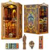LUNIQUESHOP Book nook Kit Monastero angolo fai da te casa delle bambole, casa in miniatura per adulti puzzle in legno 3D e fermalibri set creativo per la decorazione della libreria con LED regalo