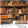 DONGTATA Puzzle 1000 Pezzi Formato Compatto Design Biblioteca dei Gatti Rompicapo Stimolante per Adulti Tema Libreria Decorazione Casa Ufficio Idea Regalo Relax