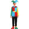 Lito Angels Children's Apparel Lito Angels Vestito Costume Circo Clown e Arlecchino con Parrucca o Cappello per Bambino e Bambina Carnevale Halloween Festa in Maschera Teatro Spettacolo Scolastico Taglia 5-13 Ann