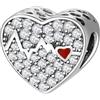 LES FOLIES DI PAOLA GRIECO Charm Cuore Strass Elettrocardiogramma Medico in argento 925 - Les Folies per Pandora