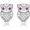 Diamond Treats Piccoli Orecchini Argento 925 a Forma di Gufo, Orecchini Gufo per Donna e Ragazza, Eleganti Orecchini Donna Argento 925 con Pietre Zirconi