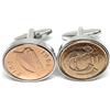 OCC Old Coin Cufflinks Gemelli irlandesi con moneta da una pence irlandese del 1995 per 30° compleanno/anniversario, gemelli irlandesi da una pence dal 1995 per un 30° compleanno, Small, Argento