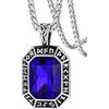 FaithHeart Collana Uomo Vichingo Pendentivo in Ottagono Cristallo Rosso Smeraldo Ossidiana con Rune Vichinghe Accessorio Moda Unico Perfetto per Regalo Stile Personale