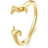 SOUTHPLUS Anelli Donna Argento 925, Anelli Cane/Gatti, Regolabile Donna, Elegante,Regolabile, Antiallergico, Anello di Fidanzamento, Amicizia, Regalo per Ragazza Madre (Cane Bassotto Dorato)