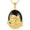 YAFEINI Collana con lupo in argento sterling, collana in onice nero, placcata in oro giallo, ciondolo in filigrana di opale nero, regalo per donna