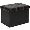 Bonlife Sgabello pieghevole in ecopelle con vano portaoggetti, rettangolare, con coperchio rigido, per soggiorno, corridoio, 42x32x32cm, colore: nero