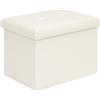 Bonlife Sgabello pieghevole in ecopelle con vano portaoggetti, rettangolare, con coperchio rigido, per soggiorno, corridoio, 42x32x32cm, bianco