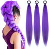 lomdung 3 Pezzi Capelli Sintetici, Capellis Sintetici Viola da Intrecciare, Extension Per Capelli Intrecciati da Donna, 26 Inch, Lisce, Leggere, per Cucire, Trecce, Extension, Decorazioni per Cosplay