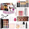 Holzsammlung Kit per il Trucco Completo, Kit Cosmetico per Principianti con Custodia, Set Regalo Trucco Tutto in Uno per Donna, Strumenti da Viaggio Correttore Ombretto Lucidalabbra per ragazze donna