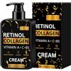 MeiPlumLai Crema viso da uomo al retinolo idratante antirughe crema al collagene con vitamina A, C, B5, crema notte naturale, cura della pelle del viso da uomo per ridurre le linee sottili, sollevare e rassodare