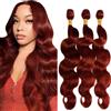 Tuheerst #33 Reddish Brown Bundles Human Hair Double Weft Body Wave Capelli Umani Extensions Unprocessed Tissage Brazilian Virgin Human Hair 16 18 20 Inch Total 3 Bundles Total 150g