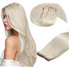 DOORES Extension Capelli Bioadesive, Biondo Patino 35cm 14 pollice 100g 40pcs, Blond Extension Bioadesive Capelli Veri Capelli Lisci Umano Extensions