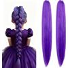 GEVECORI Parrucca sintetica viola per intrecciare, 2 pezzi parrucca sintetica viola accessori per trecce, parrucca lunga wig capelli extension per bambini cosplay carnival Halloween costume anime