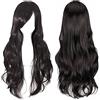 Colorful panda 28 Pollic/70cm nero Parrucca Cosplay per le Ragazze, Modo Lunga Ricci Capelli per Partito Halloween, Signora Ondulate Lunghe Della Parrucche per Donna