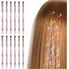 Bighan 12 Pezzi Hair Extensions, Fili Glitter Capelli Scintillio Resistente, Colorate Estensioni dei Arcobaleno per Capelli Colorati Festa Ragazze, Donne, Colore