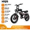 HiQiS Bicicletta elettrica HiQiS S8 con motore da 25 km/h, 48V 25AH, doppia sospensione, pneumatici fat da 20 pollici, lunga autonomia di 50 km, e-bike per adulti