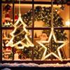Guidre Decorative da Finestra Luci di Natale, 2pz Sospese/Luci stellari per Albero di Natale per Finestre, Bianco Caldo a Batteria con Ventosa, per Decorazioni Natalizie per Feste di Nozze - Albero