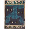GLOBLELAND Black Cat Targa in Metallo Vintage Targa Divertente Art Plaque Poster Retro Are You Pooping Decorativa da Parete in Metallo 12x8 pollici per Casa Cucina Bar