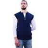 Original Aran Company Cardigan leggero da uomo, senza maniche, con cerniera, 100% lana merino, maglia a trecce Aran, Blu, L