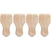 Hztyyier 4 pezzi gambe mobili in legno massello intagliato, piedi arredamento legno lavorato, design elegante non finiti 15x6cm, for divano, sedia, ottomana
