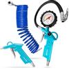 Poppstar Kit per aria compressa: manometro per compressore (0-16 bar, tubo: 340 mm), tubo a spirale per aria compressa 5m, pistola di soffiaggio (12 bar)