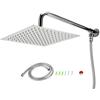 Tyenaza Soffione Doccia Combinato, Soffione Doccia a Pioggia Ad Alta Pressione da 9,8 Pollici con Supporto/tubo Flessibile, Soffione Doccia da Bagno in Acciaio Inossidabile Combinato(Shower Head Combo)