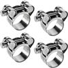 GYSRXS 4 Pezzi Fascetta Stringitubo Regolabili 23-25MM Collare Stringitubo a Bullone Morsetti per Tubi a T Morsetto per Tubo di Scarico,in 304 Acciaio Inox(Argento)