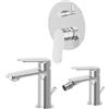 NEWFORM - RISE UP set miscelatore lavabo + miscelatore bidet + miscelatore deviatore 2 uscite - 74010+74025+74070 : Finitura - Cromo lucido