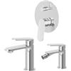 NEWFORM - RISE UP set miscelatore lavabo e miscelatore bidet senza scarico + miscelatore deviatore 2 uscite - 74012+74026+74070 : Finitura - Nero opaco