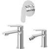 NEWFORM - RISE UP set miscelatore lavabo e miscelatore bidet senza scarico + miscelatore doccia - 74012+74026+74070 : Finitura - Nero opaco