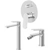 NEWFORM - RISE UP set miscelatore lavabo alto, miscelatore bidet senza scarico + miscelatore deviatore 2 vie - 74015+74026+74070 : Finitura - Cromo lucido