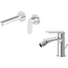 NEWFORM - RISE UP set miscelatore lavabo a parete e miscelatore bidet con scarico - 74030+74025 : Finitura - Cromo lucido