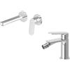NEWFORM - RISE UP set miscelatore lavabo a parete e miscelatore bidet senza scarico - 74030+74026 : Finitura - Nero opaco