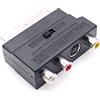 JZK Scart a 3 prese RCA Phono e S-Video Adattatore, spina Scart maschio a 3 prese RCA femmina con convertitore ingresso/uscita commutabile, connettore audio/video AV per TV, DVD, VCR, console gioco