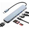 Oliveria Hub USB C 7 in 1 Con HDMI 4K, Lettore Schede SD/TF, Porte USB 3.0/2.0, PD 100W - Adattatore Type C Per MacBook Air/Pro, Galaxy, iPad, Chromebook