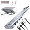 Umaniy M61 - Supporto portatile per laptop da USB C a USB, in alluminio, 4 porte, adattatore multiporta USB3.0, regolabile, compatibile con MacBook Pro/Air, Chromebook, tastiera, mouse, HDD