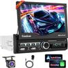 Inefala Autoradio 1 Din Carplay Wireless con Schermo a Scomparsa con Android Auto, 7 Pollici Touchscreen Stereo Auto Supporta Bluetooth/Mirror Link/FM/USB/AUX/TF/EQ con Telecamera Posteriore