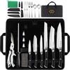 MOSFiATA Set Coltelli da Cucina Professionali con Forbici da Cucina, Affilacoltelli, Fodero e Custodia 19 Pezzi