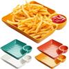 Orrdiffi Set di 4 Piatti da Snack, Chip e Dip 2 in 1 per Aperitivi