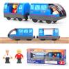 XEERUN Treno Elettrico per Bambini, Locomotiva ad Azione a Batteria, Rail Treno passeggeri, Set di proiettili per Motore Compatibile con Thomas e Brio, ecc, Giocattolo educativo Regali Bambini, Blu
